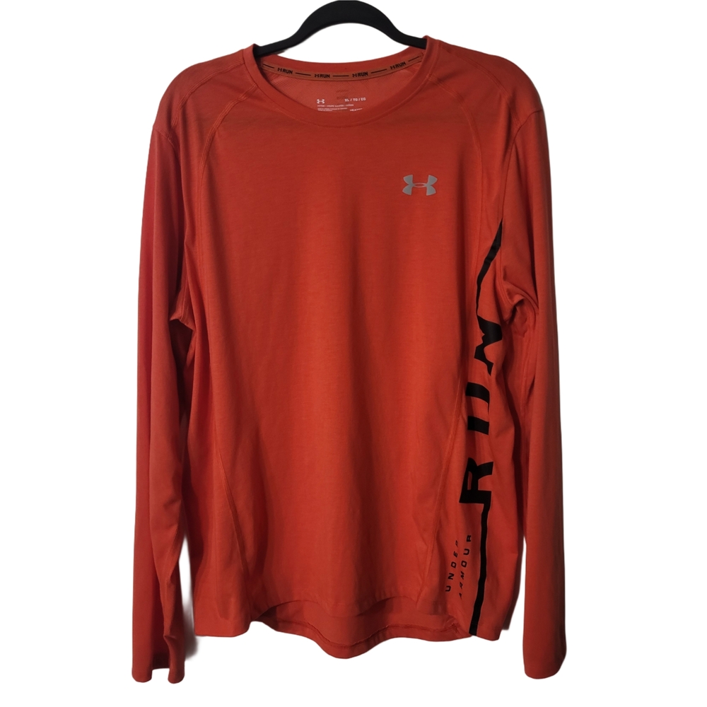 Under Armour Orange Long Sleeve Athletic Running Tee Size XL - Picture 1 of 7